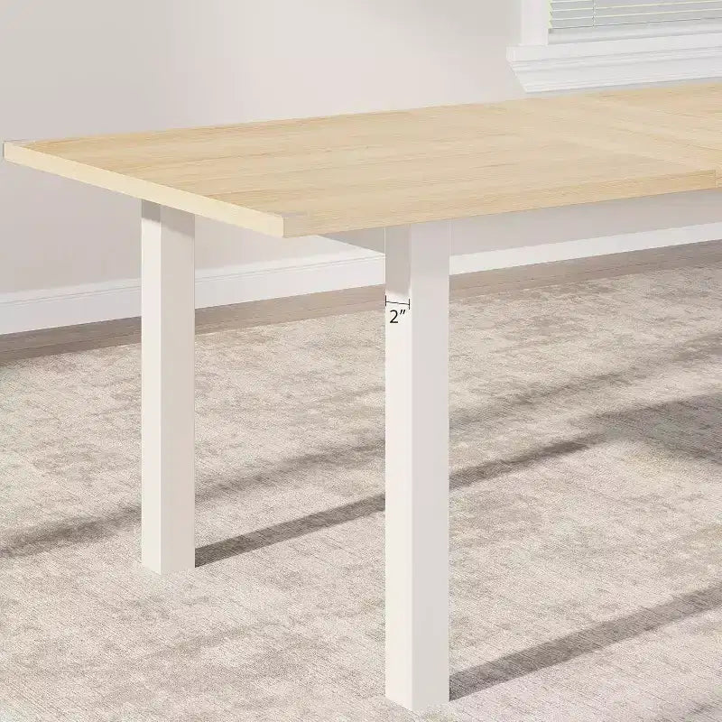 Extendable Dining Table for 46, 63 Large Wood Table with Metal Frame and MDF Top, Kitchen or Dining Room
