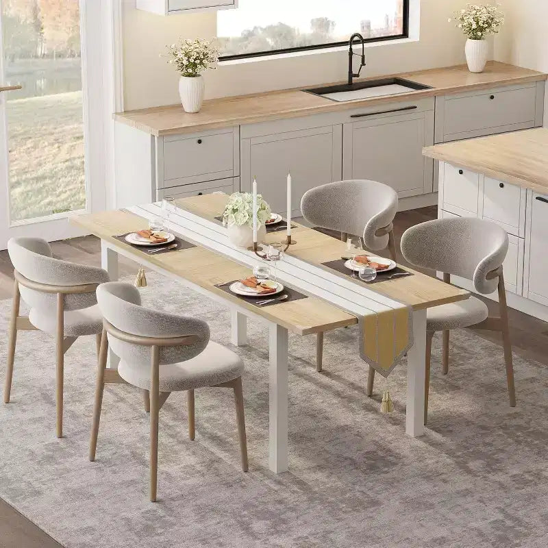 Tavolo da pranzo allungabile per 4-6 persone, 160 cm Tavolo grande in legno con struttura in metallo e ripiano in MDF, per cucina o sala da pranzo