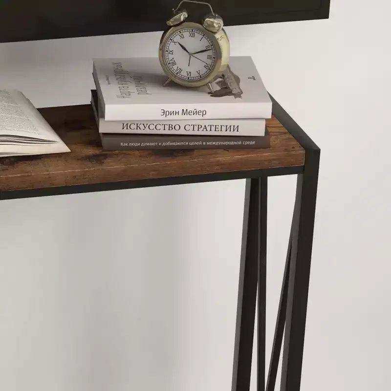 43'' Narrow Console Table with V Design, 2-Tier Entryway Table with Storage Shelf for Living Room