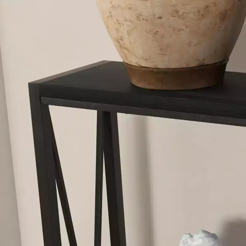 43'' Narrow Console Table with V Design, 2-Tier Entryway Table with Storage Shelf for Living Room