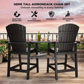 Acekool Recycled Poly Adirondack Barstool Set of 2 with Connecting Tray - Outdoor Bar Height Chairs for Patio & Deck