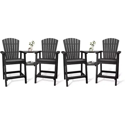 Acekool Set di 2 Sgabelli da Bar Adirondack in Polietilene Riciclato con Vassoio Connettore - Sedie da Esterno Altezza Bar per Patio e Terrazzo