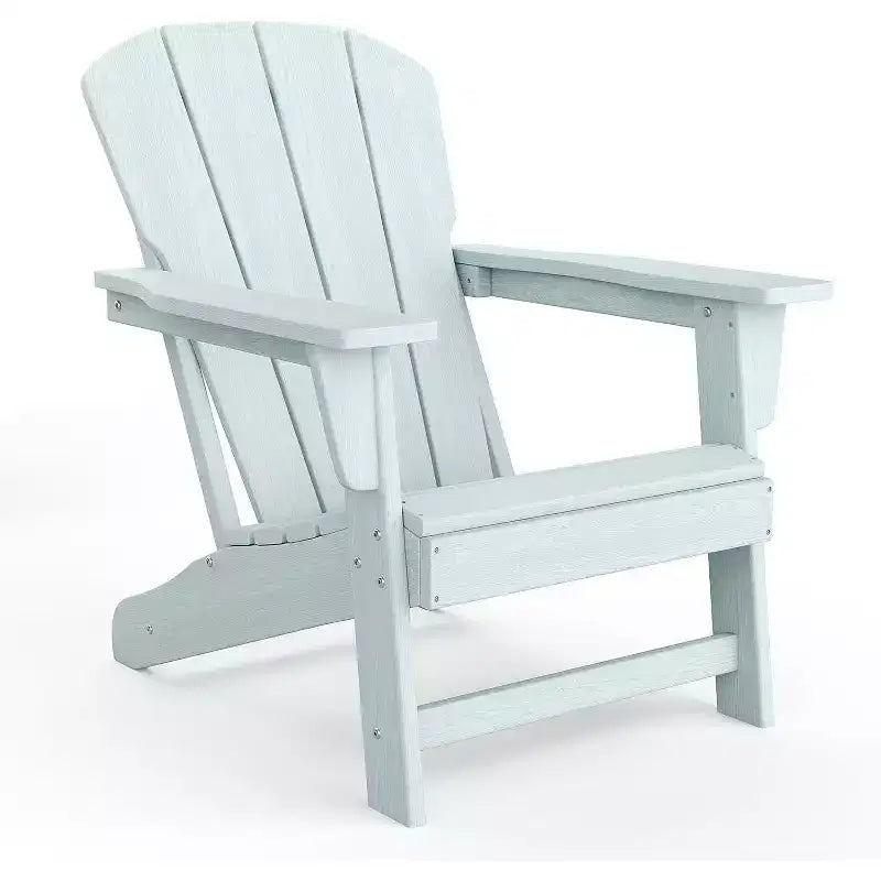 Poltrona Acekool Oversize Adirondack in plastica HDPE resistente alle intemperie con texture effetto legno, capacità 172 kg, sedia da esterno per patio e braciere, nera