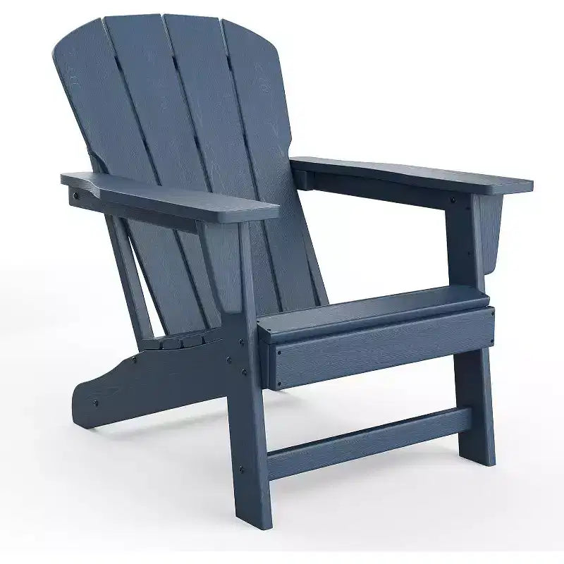 Poltrona Acekool Oversize Adirondack in plastica HDPE resistente alle intemperie con texture effetto legno, capacità 172 kg, sedia da esterno per patio e braciere, nera
