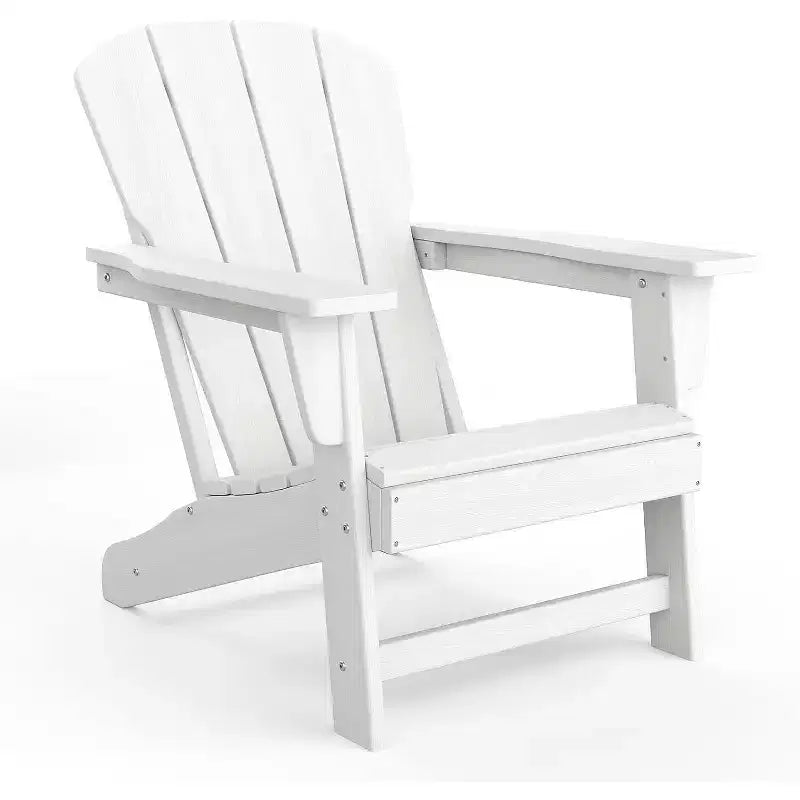 Poltrona Acekool Oversize Adirondack in plastica HDPE resistente alle intemperie con texture effetto legno, capacità 172 kg, sedia da esterno per patio e braciere, nera