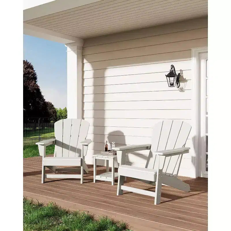 Poltrona Acekool Oversize Adirondack in plastica HDPE resistente alle intemperie con texture effetto legno, capacità 172 kg, sedia da esterno per patio e braciere, nera