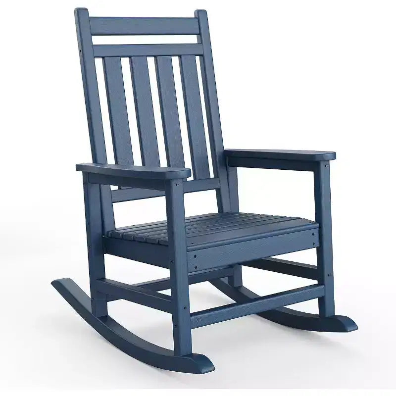 Set Acekool con 1 sedia a dondolo per esterni, sedie a dondolo Adirondack in HDPE resistenti alle intemperie con venature del legno, portata 172 kg, nero