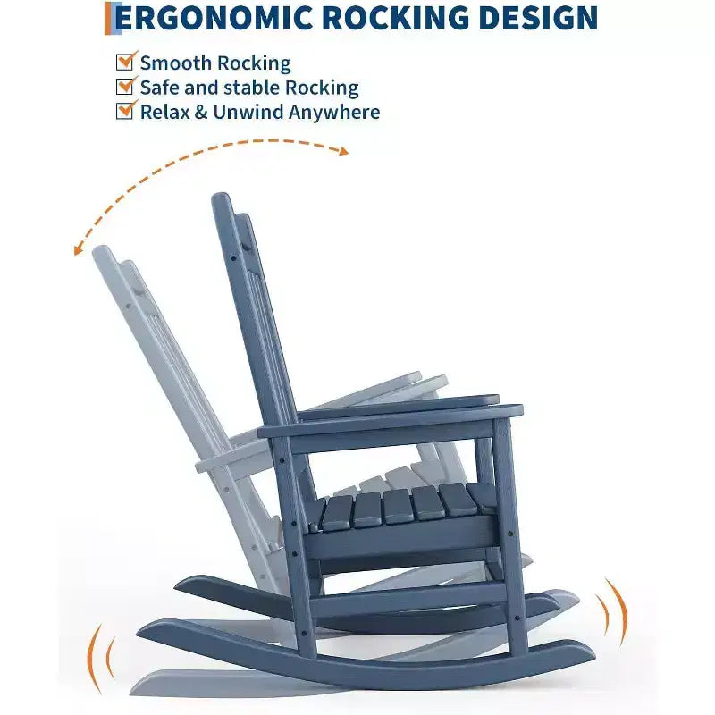 Set Acekool con 1 sedia a dondolo per esterni, sedie a dondolo Adirondack in HDPE resistenti alle intemperie con venature del legno, portata 172 kg, nero