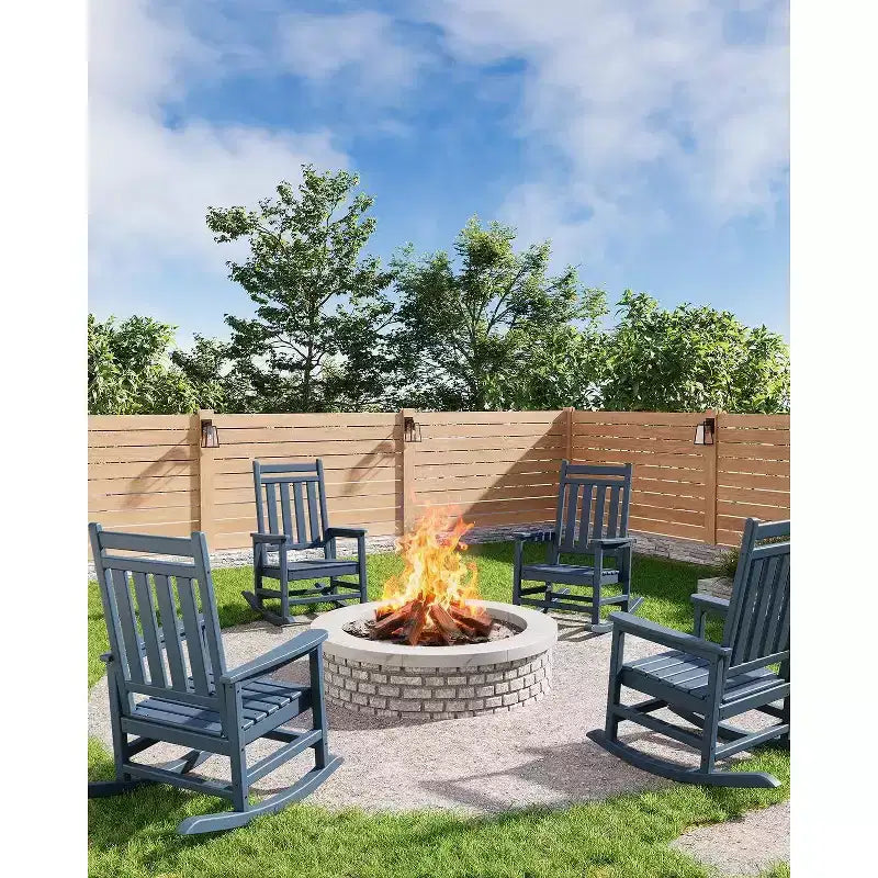 Set Acekool con 1 sedia a dondolo per esterni, sedie a dondolo Adirondack in HDPE resistenti alle intemperie con venature del legno, portata 172 kg, nero