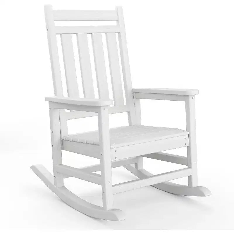 Set Acekool con 1 sedia a dondolo per esterni, sedie a dondolo Adirondack in HDPE resistenti alle intemperie con venature del legno, portata 172 kg, nero