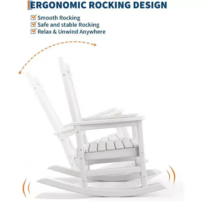 Set Acekool con 1 sedia a dondolo per esterni, sedie a dondolo Adirondack in HDPE resistenti alle intemperie con venature del legno, portata 172 kg, nero