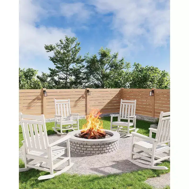 Set Acekool con 1 sedia a dondolo per esterni, sedie a dondolo Adirondack in HDPE resistenti alle intemperie con venature del legno, portata 172 kg, nero