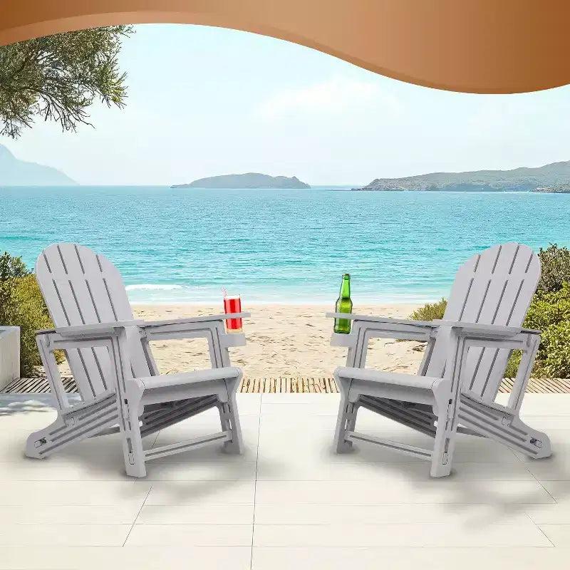 Sedia Adirondack - Resistente alle intemperie in HDPE, montaggio in 5 minuti senza attrezzi né hardware, sedie da patio, da falò o da giardino, grigio