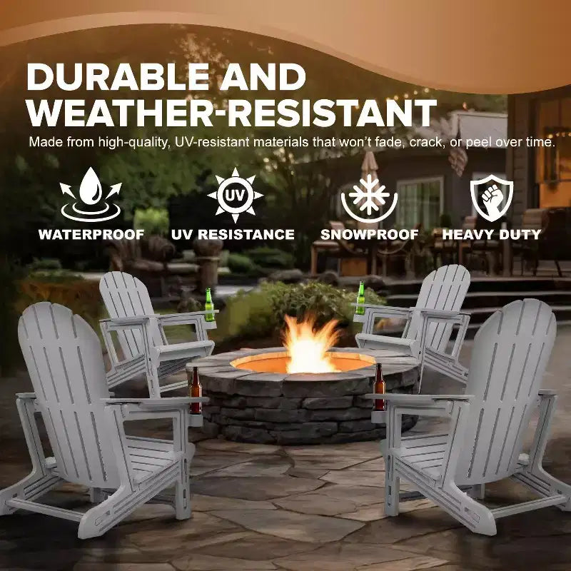 Sedia Adirondack - Resistente alle intemperie in HDPE, montaggio in 5 minuti senza attrezzi né hardware, sedie da patio, da falò o da giardino, grigio
