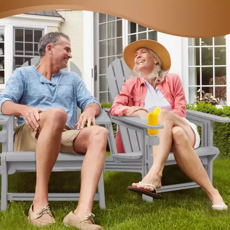 Sedia Adirondack - Resistente alle intemperie in HDPE, montaggio in 5 minuti senza attrezzi né hardware, sedie da patio, da falò o da giardino, grigio