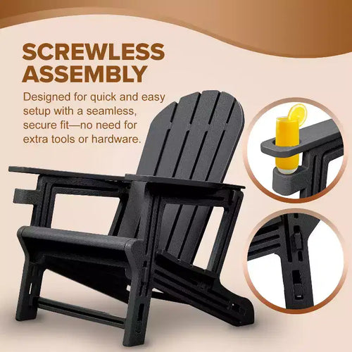 Sedia Adirondack - HDPE Resistente alle Intemperie, Nessun Attrezzo o Ferramenta Richiesto, Assemblaggio in 5 Minuti, Sedie da Patio, Focolare o Giardino, Nero