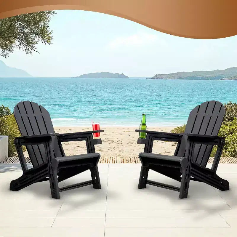 Sedia Adirondack - HDPE Resistente alle Intemperie, Nessun Attrezzo o Ferramenta Richiesto, Assemblaggio in 5 Minuti, Sedie da Patio, Focolare o Giardino, Nero