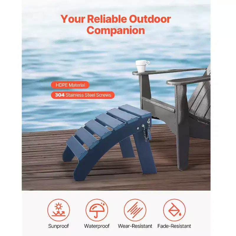 VEVOR Ottomana Adirondack, 18,7L x 18,9P x 13,8A Pollici, Ottomana Adirondack Pieghevole in Plastica HDPE, Poggiapiedi Resistente agli Agenti Atmosferici per Sedia Adirondack, Blu