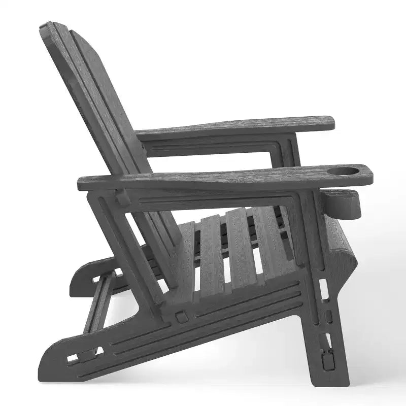 WestinTrends Azura, set 3 pezzi per patio, sedia Adirondack in HDPE con poggiapiedi e tavolino laterale da 45,72 cm, colore grigio