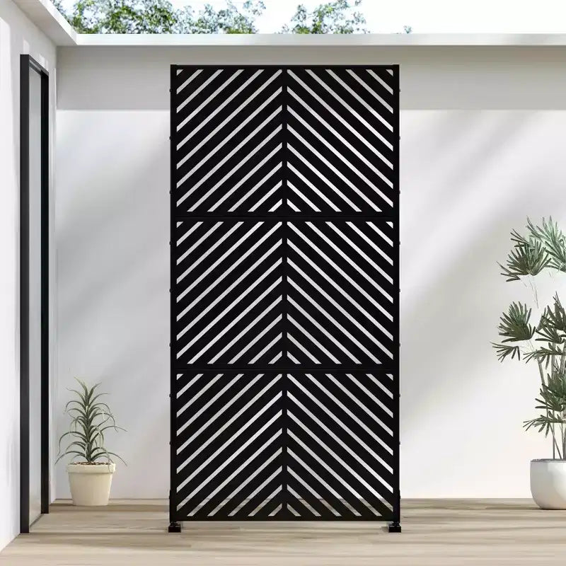 Schermo divisorio per esterni naturale nero 72x35, set da 3 pezzi divisorio pieghevole naturale per giardino e cortile