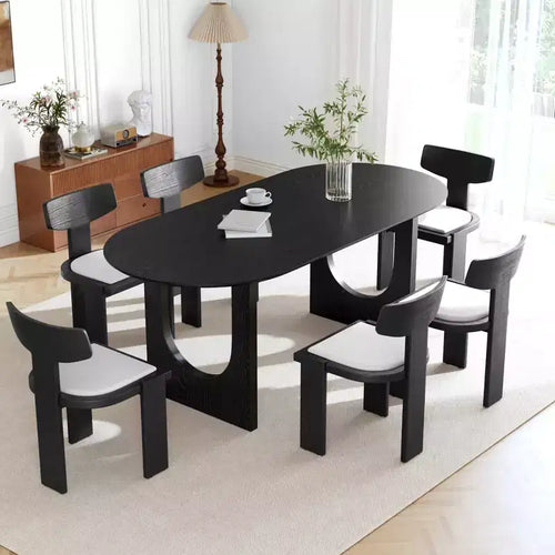 Table de salle à manger ovale en bois de 67 po pour 4 à 6 personnes, style moderne rustique