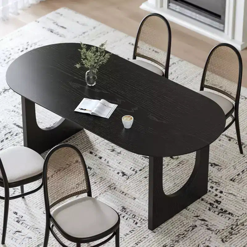 67 Wood Oval Dining Table for 4-6, Farmhouse Modern Kitchen & Dining Room Table