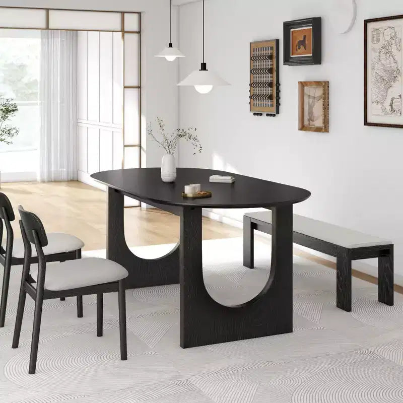 67 Wood Oval Dining Table for 4-6, Farmhouse Modern Kitchen & Dining Room Table