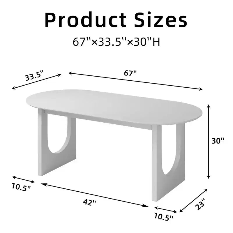 67 Wood Oval Dining Table for 4-6, Farmhouse Modern Kitchen & Dining Room Table