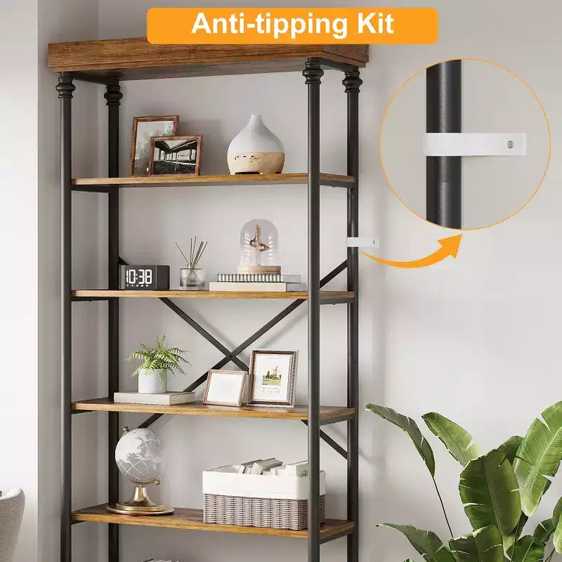 Libreria a 6 ripiani con cassetto portaoggetti, scaffale alto 81 pollici con struttura in metallo, libreria aperta per soggiorno, ufficio, camera da letto, biblioteca di casa