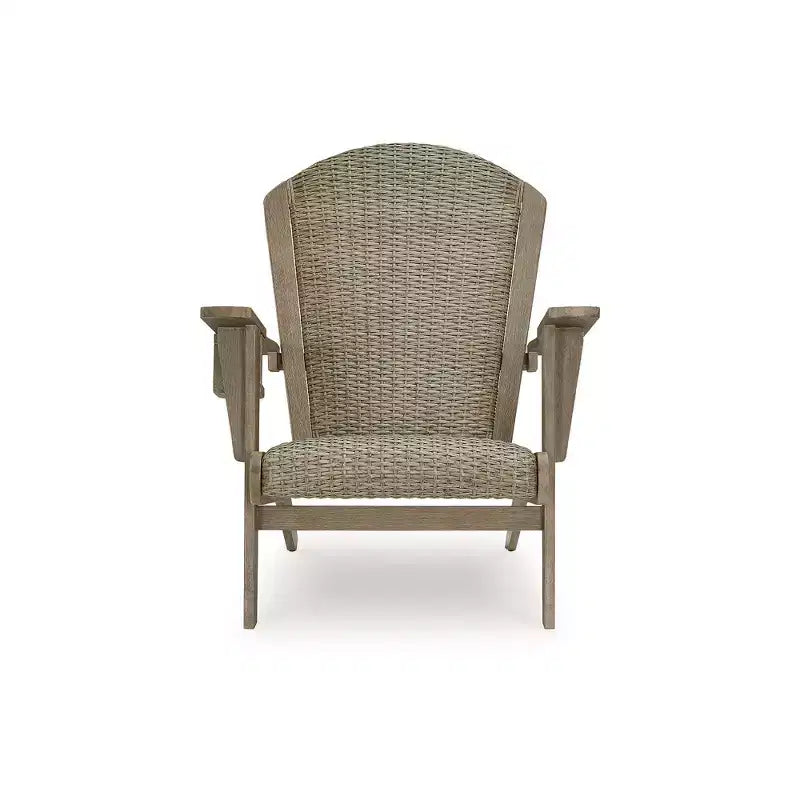 Signature Design by Ashley Sedia Adirondack Coastal Reef - Legno di eucalipto anticato con vimini in resina intrecciato a mano, beige