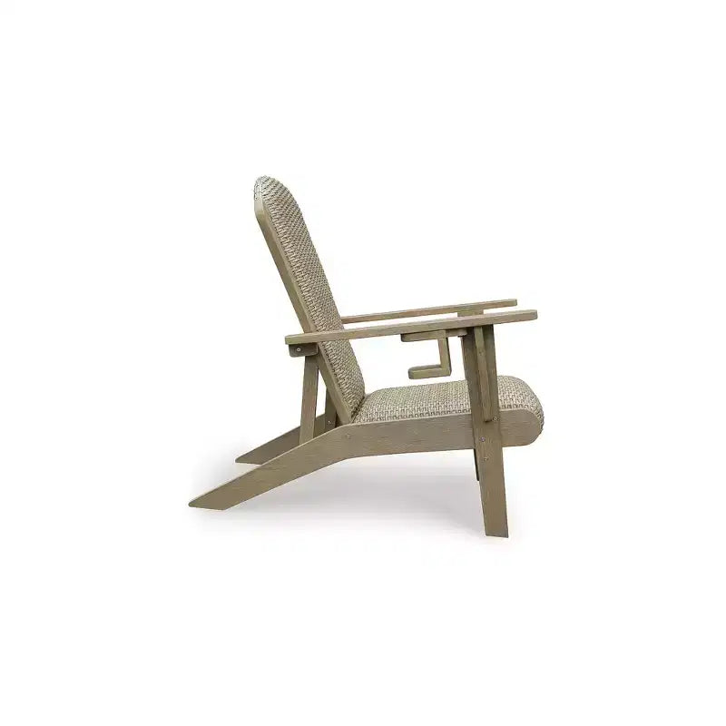 Signature Design by Ashley Sedia Adirondack Coastal Reef - Legno di eucalipto anticato con vimini in resina intrecciato a mano, beige