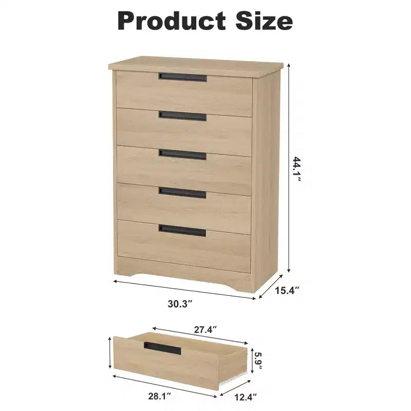 Cassettiera da camera da letto con 5 cassetti, in legno, per armadio, contenitore, organizer per ingresso, soggiorno e ufficio