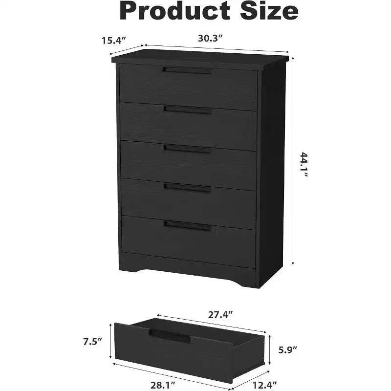 Cassettiera da camera da letto con 5 cassetti, in legno, per armadio, contenitore, organizer per ingresso, soggiorno e ufficio