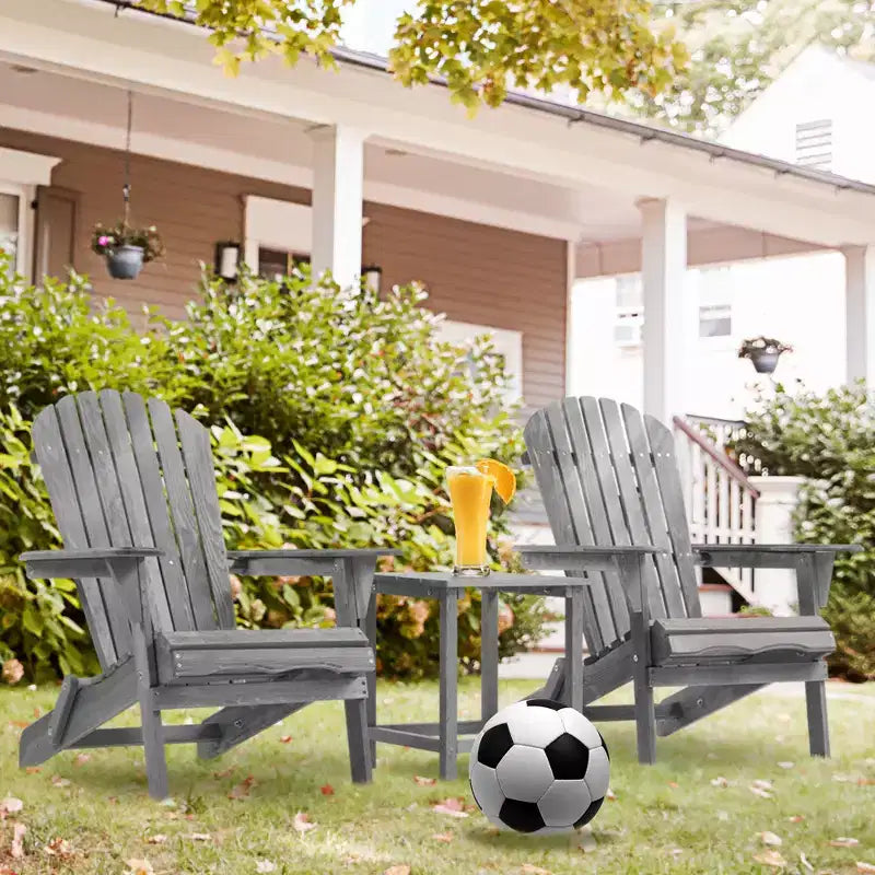 CLIHOME Lot de 2 chaises Adirondack pliantes, fauteuil de jardin/patio en bois massif pour extérieur