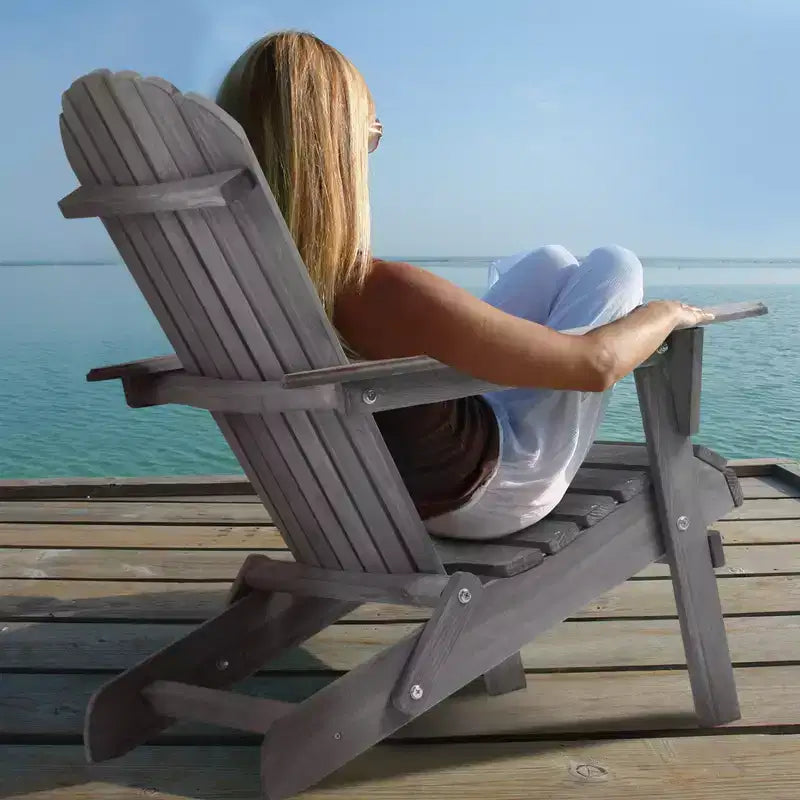 CLIHOME Lot de 2 chaises Adirondack pliantes, fauteuil de jardin/patio en bois massif pour extérieur