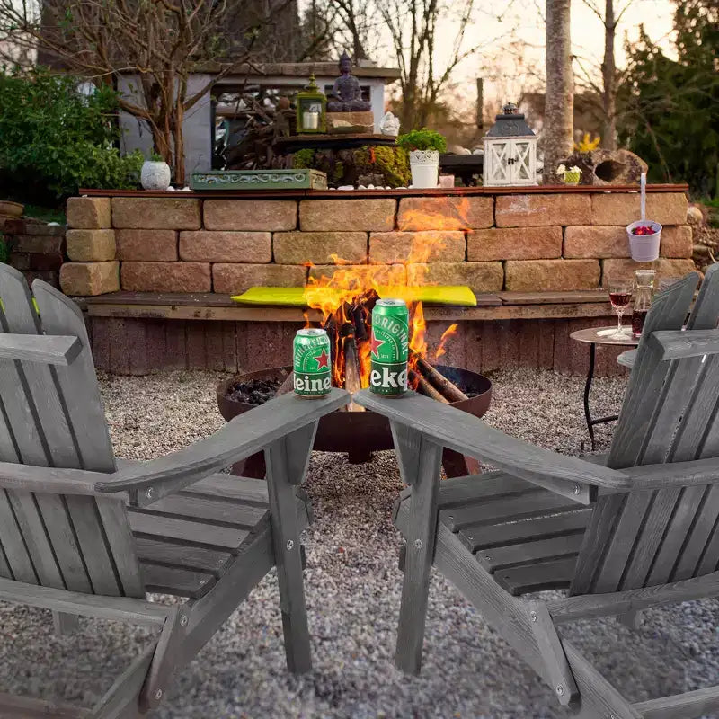 CLIHOME Lot de 2 chaises Adirondack pliantes, fauteuil de jardin/patio en bois massif pour extérieur
