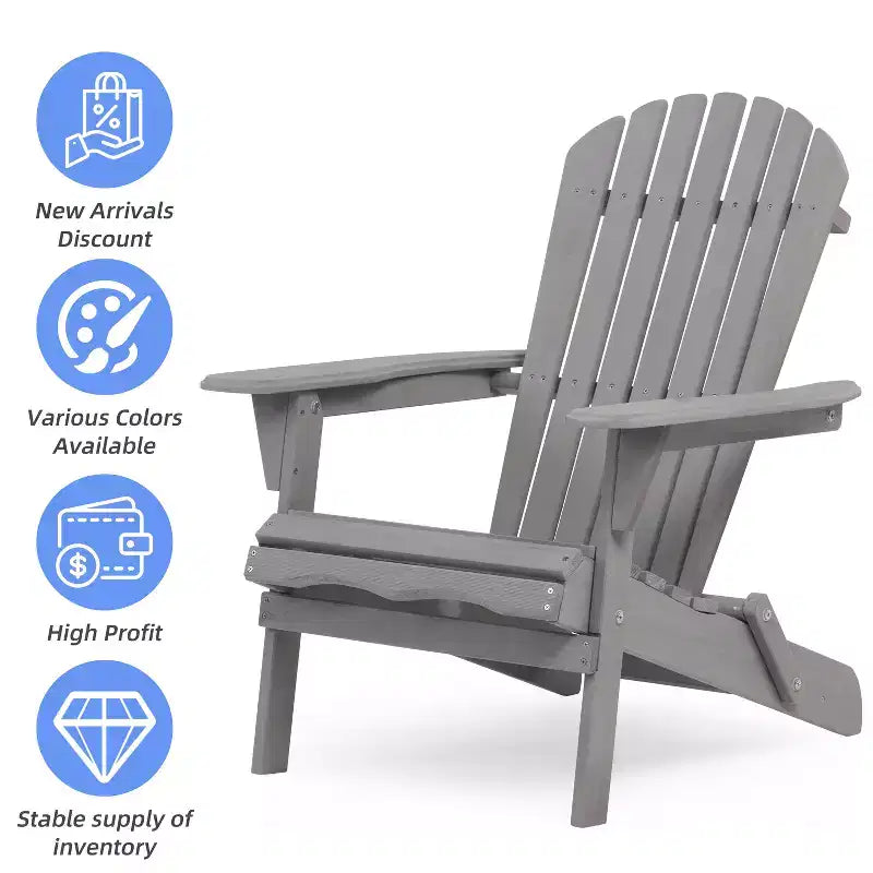 CLIHOME Lot de 2 chaises Adirondack pliantes, fauteuil de jardin/patio en bois massif pour extérieur