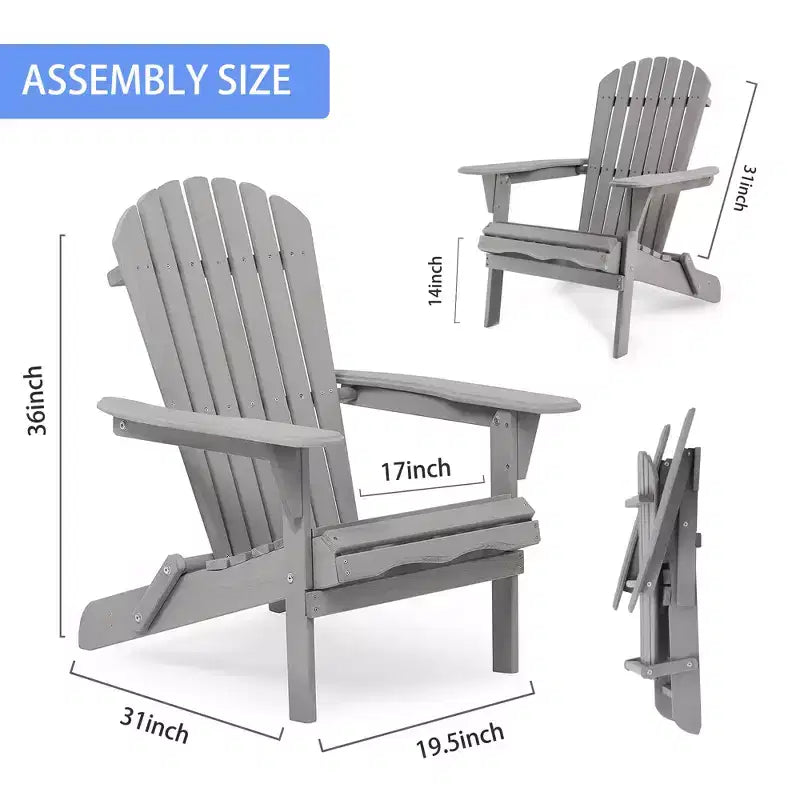 CLIHOME Lot de 2 chaises Adirondack pliantes, fauteuil de jardin/patio en bois massif pour extérieur