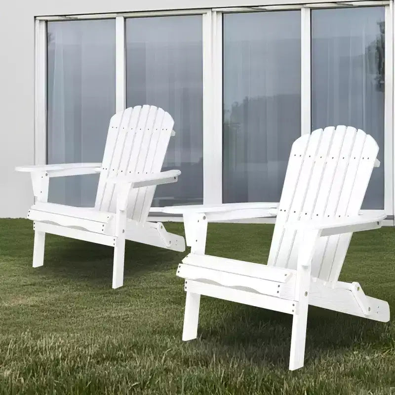 CLIHOME Lot de 2 chaises Adirondack pliantes, fauteuil de jardin/patio en bois massif pour extérieur