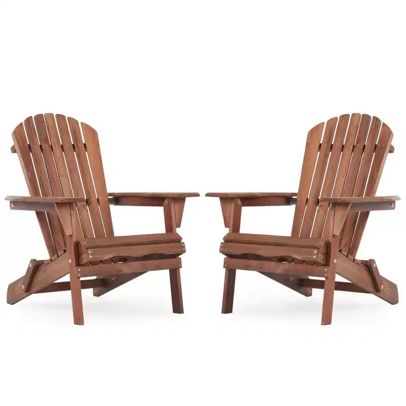CLIHOME Lot de 2 chaises Adirondack pliantes, fauteuil de jardin/patio en bois massif pour extérieur