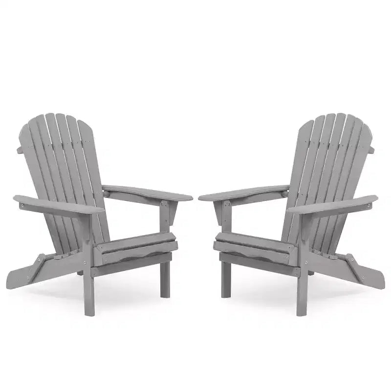 CLIHOME Lot de 2 chaises Adirondack pliantes, fauteuil de jardin/patio en bois massif pour extérieur