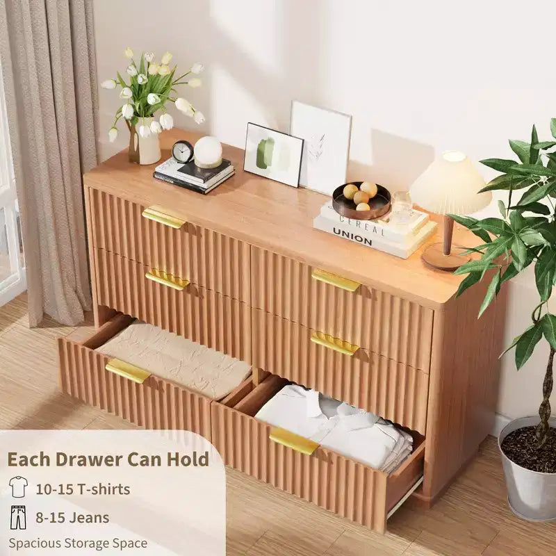 Comò moderno a 6 cassetti per camera da letto, cassettiera in legno da 120 cm, armadietto compatto per cameretta, ripostiglio per cabina armadio, soggiorno, appartamento