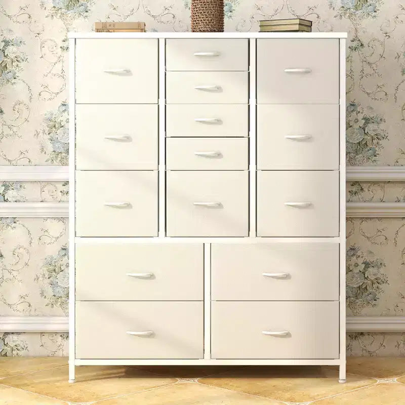 48 H Tall Fabric Dresser with 15 Drawers and Steel Frame & Wood Top, Sturdy Dressers for Bedroom, Closet, Hallway, Living Room