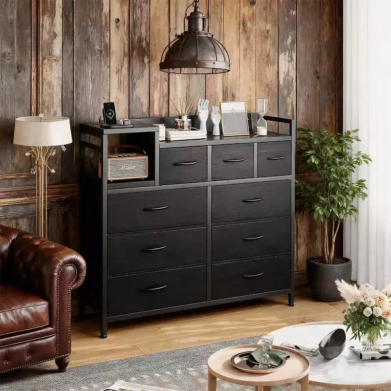 39Metal Fabric Farmhouse 9 Drawer Dresser for Bedroom, Closet, Living Room, Apartment,