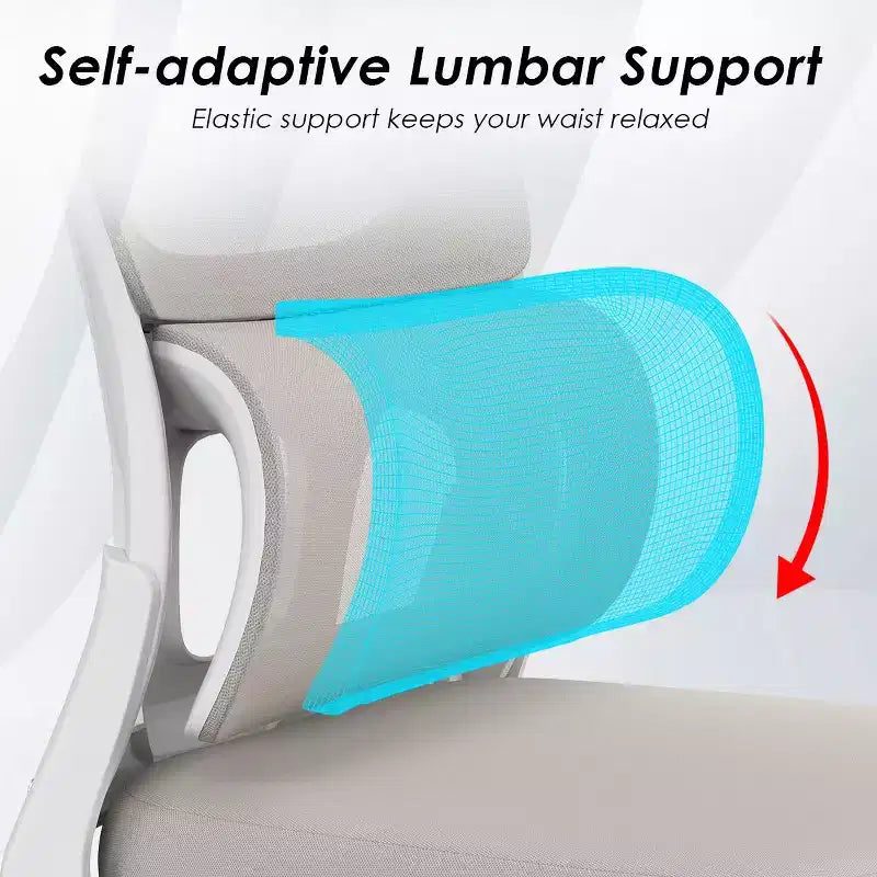 Sedia da ufficio ergonomica in rete, sedia da computer con supporto lombare e bracciolo ribaltabile, sedia comoda con ruote per studio, ufficio, casa