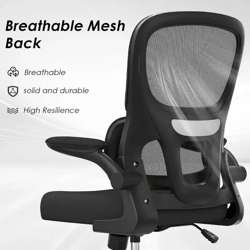 Mesh Ergonomic Office Chair, Computer Chair with Lumbar Support and Flip Armrest, Comfy Chair with Wheels for Study, Office, Home
