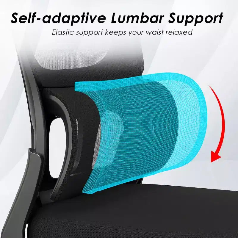 Mesh Ergonomic Office Chair, Computer Chair with Lumbar Support and Flip Armrest, Comfy Chair with Wheels for Study, Office, Home
