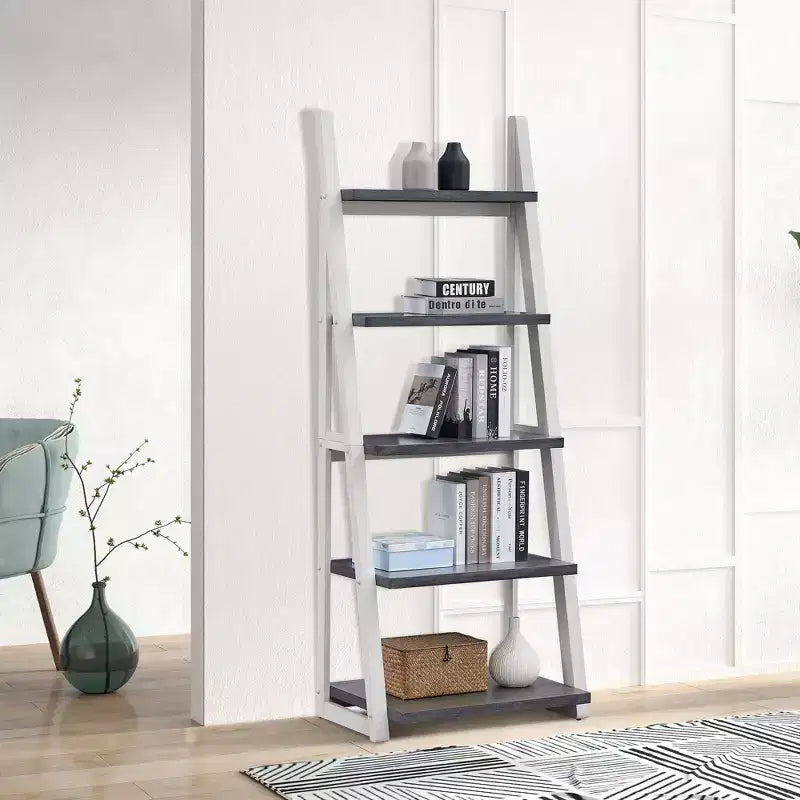 Wood Shelves, Storage Shelves with 5 Tiers, Small Bookcase for Books and CDs, Storage Organizer for Living Room, Hallway, Office