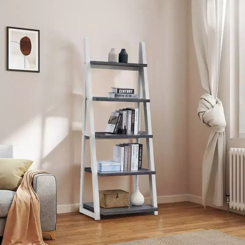 Wood Shelves, Storage Shelves with 5 Tiers, Small Bookcase for Books and CDs, Storage Organizer for Living Room, Hallway, Office