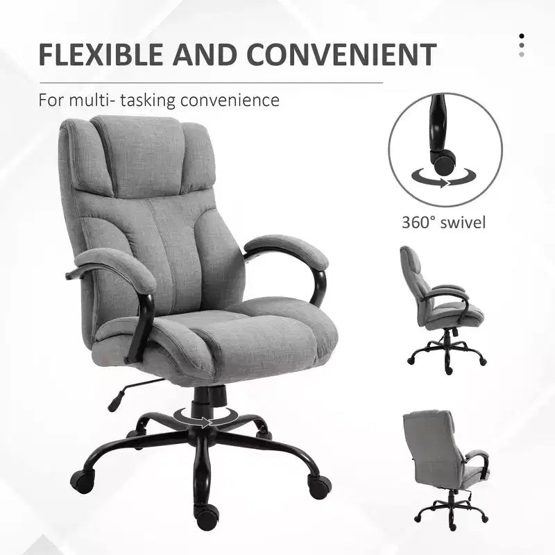 Sedia Comoda Extra Larga con Altezza Regolabile, Sedia da Ufficio Ergonomica con Braccioli Imbottiti, Sedia Criss Cross per Casa, Ufficio